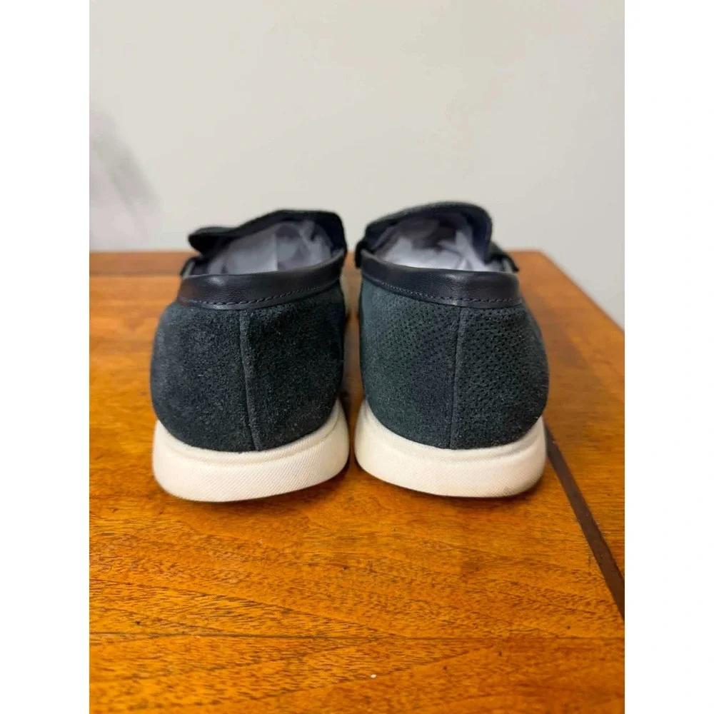 Steve Madden Mens P-Cosimo Navy Blue Perforated Suede Slip On Loafers Size 10